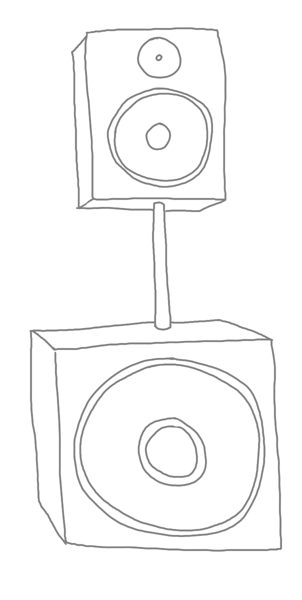 hand drawn image of PA Speakers